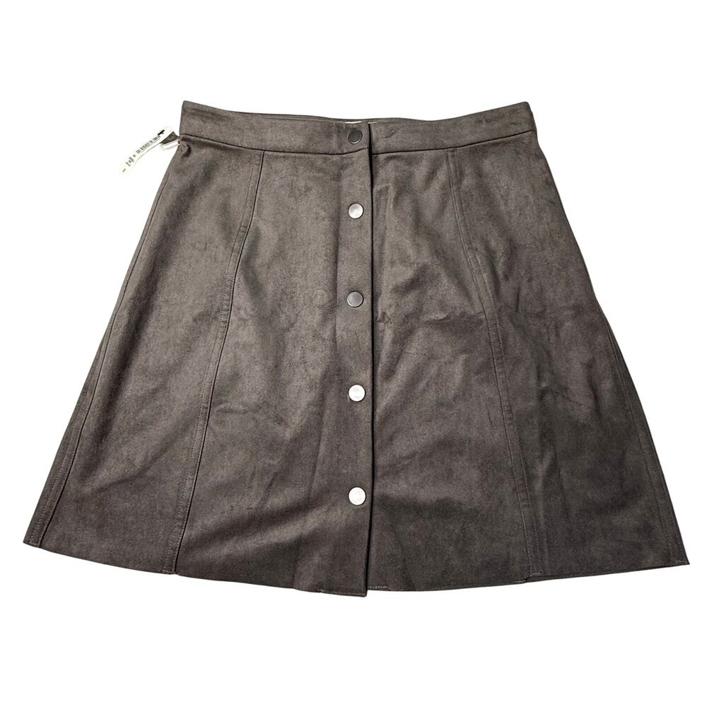 New Wilfred Free Skirt Women's 8 Centinela Dark Olive Snap Front Vegan Suede